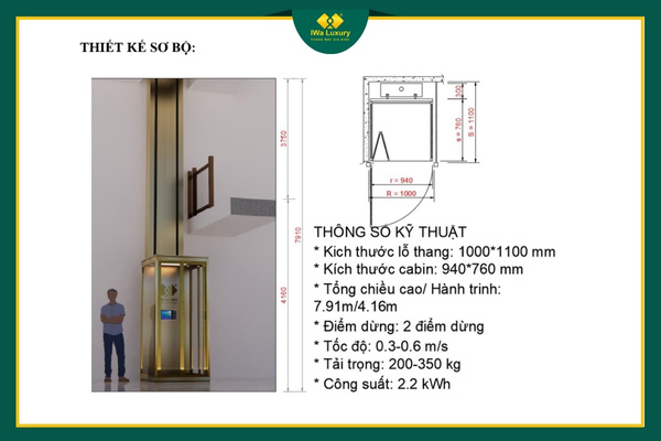Bản vẽ thiết kế sơ bộ thang máy nhà anh Thành