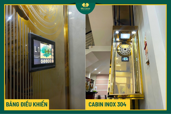 màn hình và cabin thang máy sau khi hoàn thiện tại nhà chị liễu