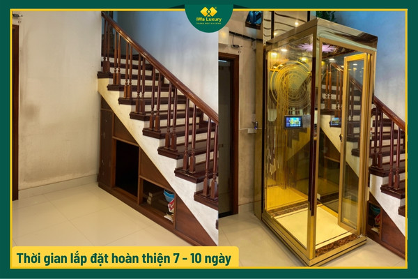 Thi công lắp đặt thang máy gia đình hoàn thiện chỉ trong 7 đến 10 ngày.