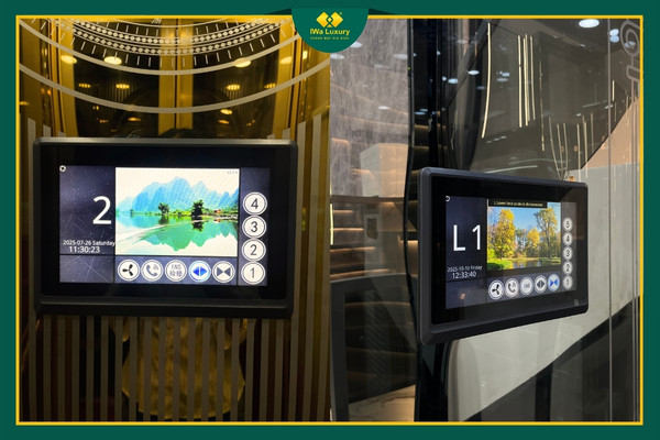 Bảng điều khiển cảm ứng thang máy IWa Luxury hiện đại và dễ sử dụng.