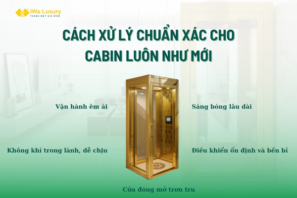 Thang máy gia đình IWa Luxury vận hành êm ái, sáng bóng và bền bỉ như mới.