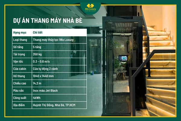 Thông tin dự án thang máy nhà Chị Lam tại Nhà Bè