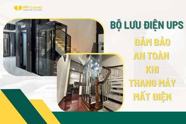Thang máy gia đình Iwa Luxury với bộ lưu điện UPS giúp duy trì hoạt động an toàn khi mất điện.