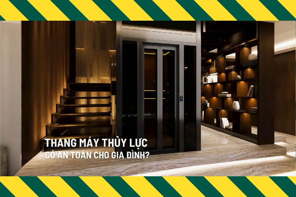 thang máy thủy lực an toàn cho nhà phố, cabin kính IWa Luxury trong phòng khách sang trọng