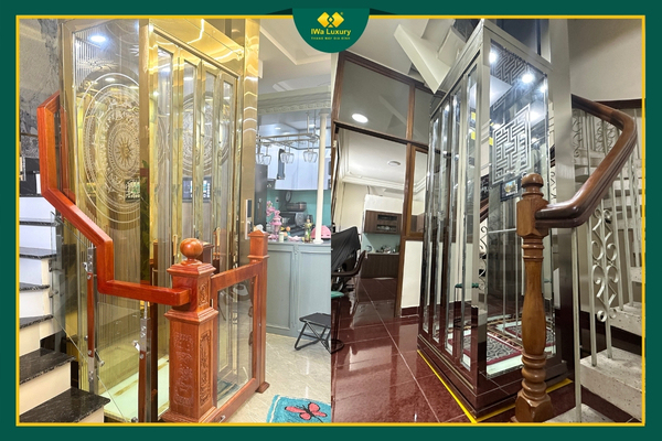 Thang máy gia đình nhỏ gọn được lắp đặt trong không gian hẹp.