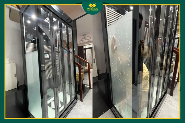 Thang máy gia đình dán decal mờ tăng riêng tư và an toàn khi sử dụng