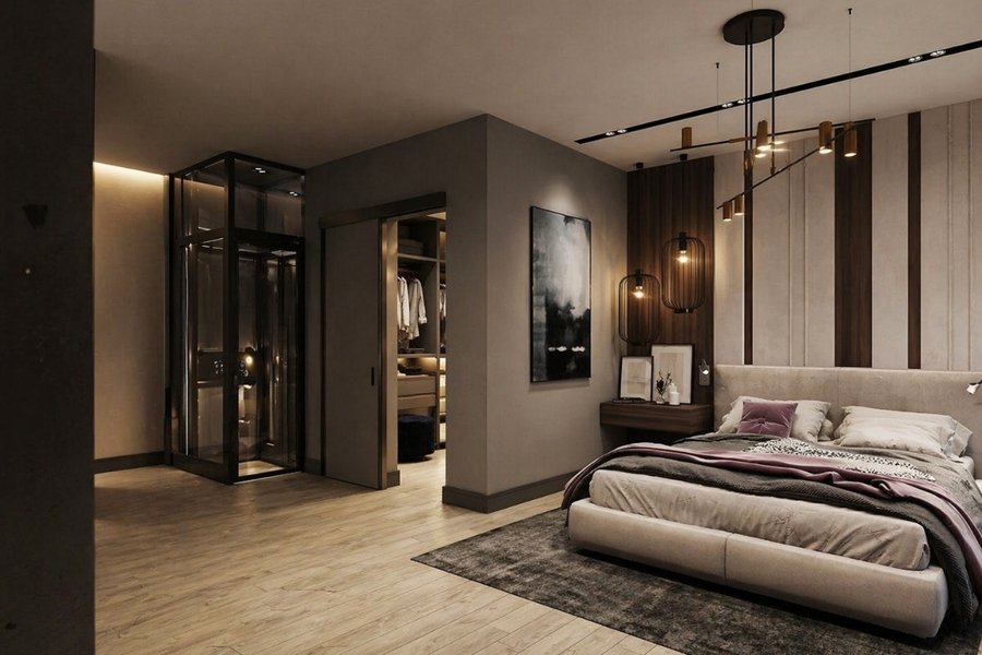 Vị trí lắp đặt thang máy trong nhà phù hợp với không gian sống hiện đại