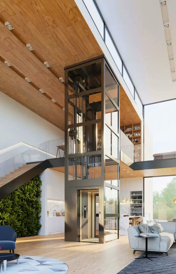 Thang máy gia đình IWa Luxury trong không gian nhà ở hiện đại